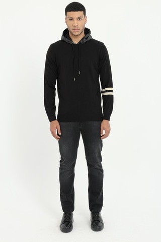 Dufy Erkek Slim Fit Kapüşonlu Siyah Triko-16898