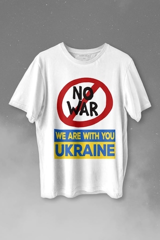 No War We Are With You Ukraine Savaşa Hayır Ukrayna Baskılı Tişört Unisex T-shirt 001