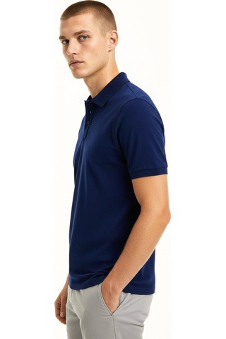 Alpha Studio İndigo Erkek Pamuklu Polo T-shirt Au-1371b Polo Pıquet Indigo