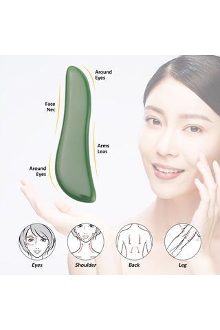 Youtek Doğal Yeşim Taşı Gua Sha Masaj Aleti - Yüz, Boyun Ve Vücut Bakımı İçin