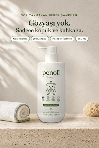 Penoli Göz Yakmayan Konak Önlemeye Yardımcı Yenidoğan Bebek ve Çocuk Saç Ve Vücut Şampuanı 350 ML