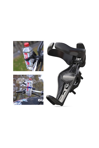 Abs Şişe Tutucu Taşınabilir Sürme Su Bardağı Tutucu Braketi İle Montaj - Siyah