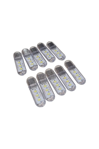 10 Adet Taşınabilir Mini Usb Led Lamba Işık Gece Okuma Lambası Kamp Stick Led Beyaz