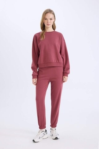 Defacto Regular Fit 2li Takım Kalın Bisiklet Yaka Sweatshirt Esnek Belli Jogger Eşofman Altı D8022axnsbr26 Bordo