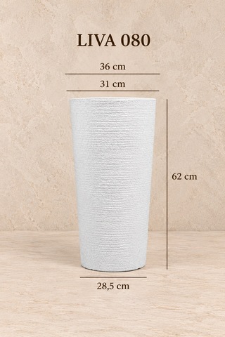 Bostann Dekoratif Saksı - Lıva 080 - 50l - Beyaz