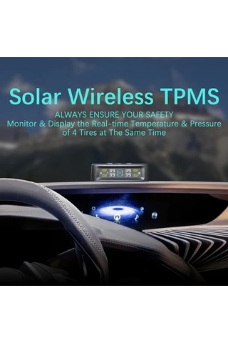 Boatshop1 T12 4 Harici Sensörlü Araç Solar Tpms Gerçek Zamanlı Lastik Basınç Sıcaklık İzleme Sistemi Yıpratmayan Kurulum Titreşim Algılama Ekran