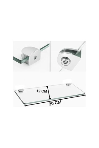 Pleksi Hayalet Raf 8mm Banyo Mutfak Düzenleyici Metal Bağlantılı Şeffaf Raf - 30 Cm Bant Marketim