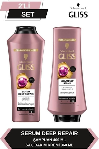 Gliss Serum Deep Repair Onarıcı Şampuan 400 Ml Ve Saç Kremi 360 Ml set-hnkl-5143-6054