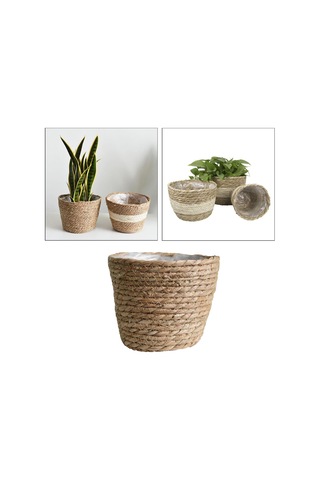 Suntek Rustik El İşi Dokuma Rattan Doğal Deniz Çayırı Sepeti 22x15x14cm Orta Diğer