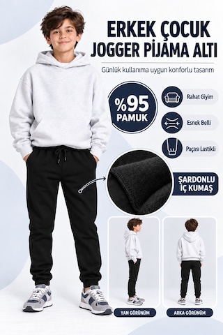 Ahengim Erkek Çocuk Jogger Eşofman Altı Siyah Lacivert Bej Gri Ak55010