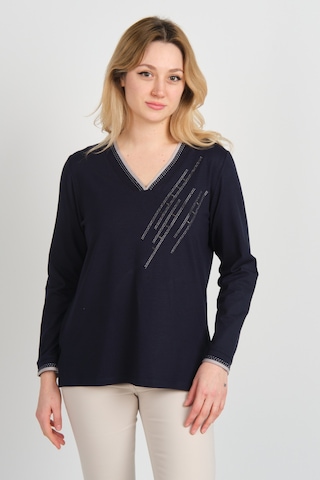 Detay Triko Kadın V Yaka Taş İşlemeli Uzun Kol Anne Bluz 5751 Lacivert Lacivert