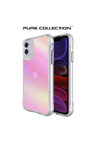 Bix iPhone Uyumlu 11 Pure Rainbow Renk Geçişli Şeffaf Kılıf Çizilmeye Dayanıklı Darbe Emici Parmak İzi Önleyici Pembe