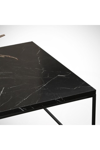 Cosco Siyah Mermer Orta Sehpa Metal & Orta Masa Royal/Metal Ayak