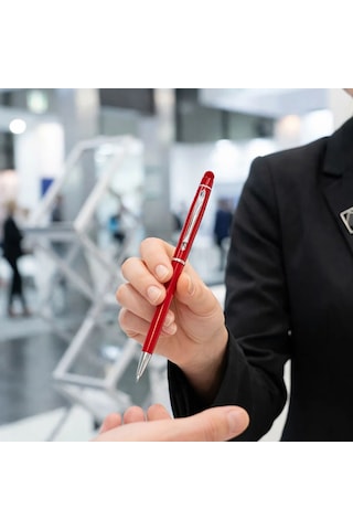 Bk Kurumsal Promosyon 1022 Metal Kırmızı Touchpen Kalem 10 Adet Lazer Baskılı Logolu Tükenmez Kalem