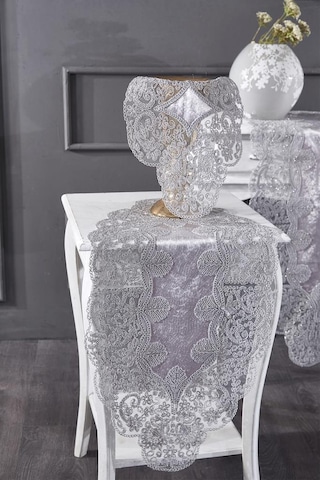 Fransız Güpürlü Kadife Sırma Salon Takımı 5 Parça Gri Gri