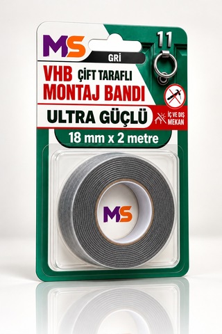 Vhb Çift Taraflı Ultra Güçlü Gri 18 Mm X 2 Metre Bandı Bantları Metal Araç Ayna Plastik Bantı Diğer
