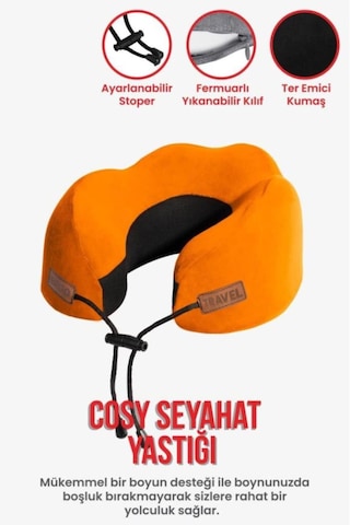 Viscofoam Cosy Ortopedik Seyahat Yastığı Visco Boyun Destekli Seyahat Yastığı - Turuncu | Ergo Travel