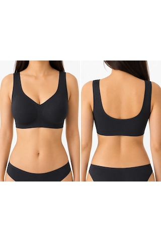 Dikişsiz Lazer Kesim Geniş Askılı Kopçasız Konfor Sütyen Bralette Best Bra Lazer84 Siyah