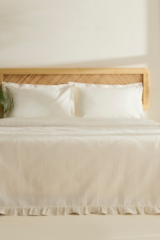 Karaca Home Maye %100 Pamuk Fırfırlı Tek Kişilik Tek Pike Beyaz Beyaz