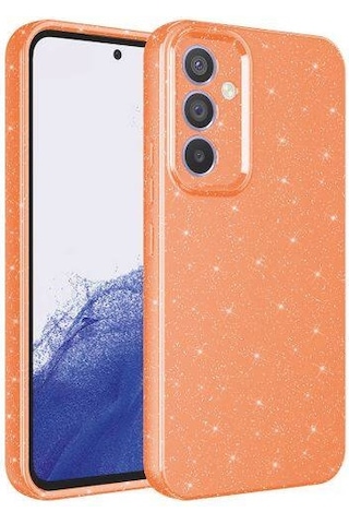 Zore Galaxy Uyumlu A24 Kılıf Kamera Korumalı Simli Lüks Koton Kapak - Turuncu Turuncu