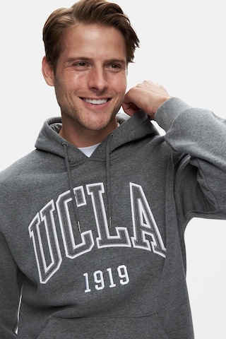 Ucla Jepsen Koyu Gri Kapüşonlu Nakışlı Standard Fit Erkek Sweatshirt Koyu Gri