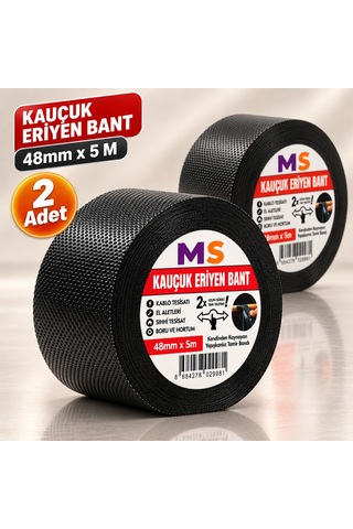 2 Adet Kauçuk Eriyen Bantı Siyah 48 Mm X 5 Metre Elektrikçi Kablo Boru Hortum İzolasyon Tamir Bandı