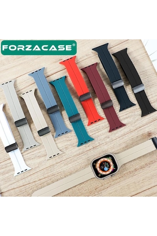 Forzacase Apple Uyumlu Watch 10 Series 46mm İle Manyetik Tokalı Silikon Kordon Kayış - Fc272 Lacivert