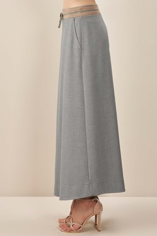 Evaze Gri Dokuma Etek Gri