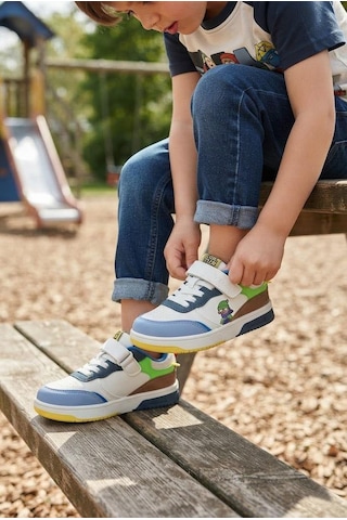 Fort Cool Starex Rahat Esnek Sneaker Erkek Çocuk Spor Ayakkabı Beyaz - Mavi
