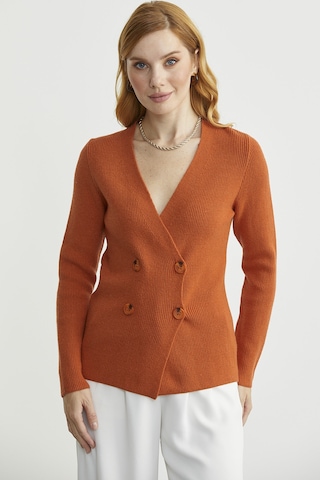 Maskülen Kruvaze Triko Ceket - Oranj Oranj