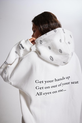 Holly Lolly Oversize Kapüşonlu Unisex Eye Sweat Beyaz