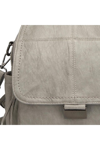 Yıkama Deri Sırt Askılı Kadın Çantası 21-k Barcelona 1908 Açık Gri