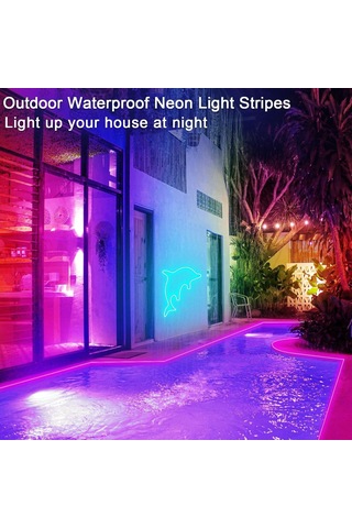 16 Ft Led Neon Işıklar Uzaktan Uygulama Kontrolü Ip65 Su Geçirmez Esnek Neon Led Şerit Işıklar 12 V Rgb Led Neon Halat Işıklar Yatak Odası Oda Dış Mekan Dekorasyonu İçin