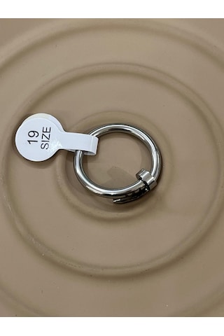 Premium Gümüş Renk Şık Ve Parlak Modern Çivi Model 316l Çelik Yüzük 19 Ölçü