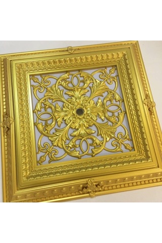 Saray Tavan Göbek Panel 72cm 72cm Gold Içerisine Led Döşenebilir Panel