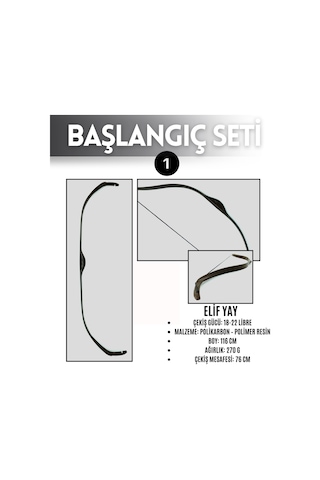 Geleneksel Okçuluk Başlangıç Seti - Elif Yay + 7 Ok + Zihgir + Tirkeş