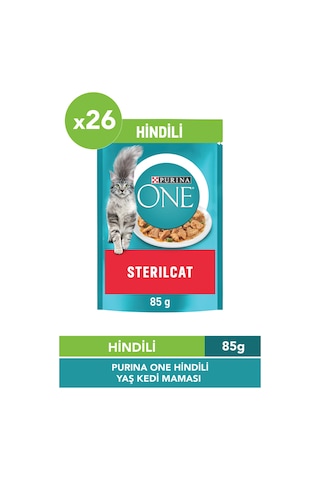 Purına One Sterilcat Hindi ve Yeşil Fasulyeli Kısırlaştırılmış Kedi Maması 26 x 85 G