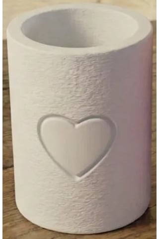 Buradabulabilirsin 3d Baskı Kalp Motifli Silindir Kalemlik Makyaj Fırçası Organizeri Kabartma Kalpli Masaüstü - Beyaz Bbz