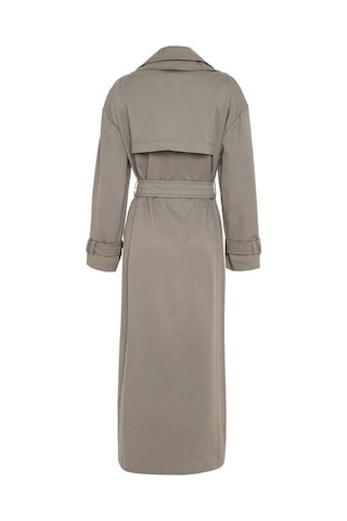 Armine Seyyar Garni Yakalı Pardesü 24k8006 Vizon Vizon