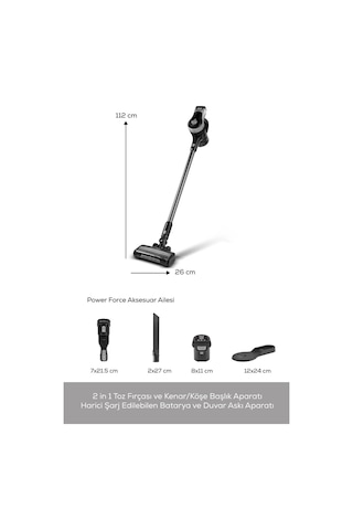 Karaca Vantuz Power Force Max 2 In 1 Şarj Edilebilir Dik Süpürge