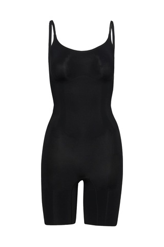Kadın Mid Thigh Siyah Bodysuit-12758 Siyah