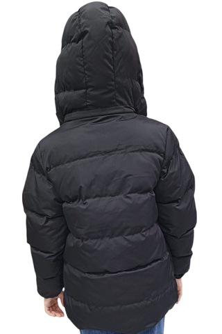 Kız Çocuk Kapüşonu Çıkabilen Fermuar Kapamalı Beli İp Bağlamalı İçi Peluş Astarlı Siyah Mont Siyah