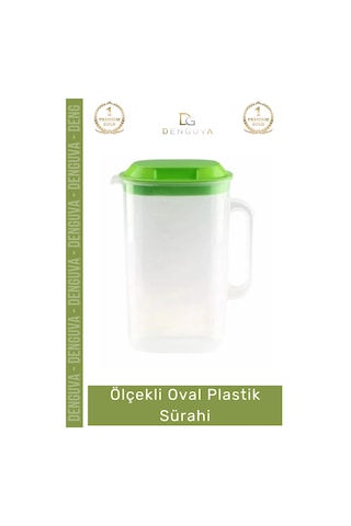Sürahi Mutfak Pratik Estetik Hafif Ergonomik Sap Geniş Hacim Şeffaf İçecek Oval Plastik Sürahi