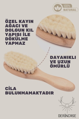İkiz Bebekler İçin 2'li Ahşap %100 Doğal Keçi Kılı Fırça Seti