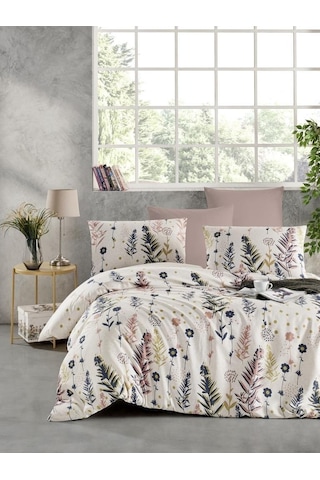 Flower Desen Baskılı Çift Kişilik Nevresim Seti 200x220 Ranforce Çok Renkli