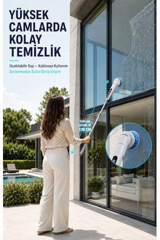 Şarjlı Ve Elektrikli Temizlik Fırçası Turbo Dönüş Teknolojisi Ipx7 Su Geçirmez 11 Başlık Dahil Mutfak, Banyo
