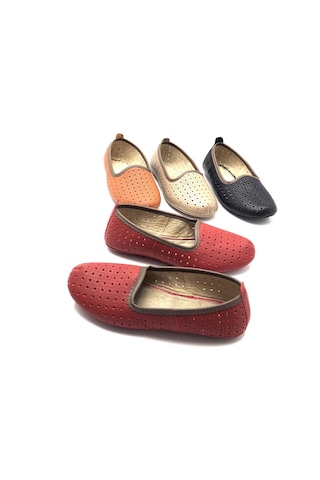 Hakiki Deri Hava Alabilir Delikli Hac Umre Tavaf Patiği Ve Ev Ayakkabısı Bordo