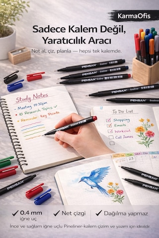 0.4 Uçlu 14 Renk Fineliner Kalem Seti Not, Çizim Ve Bullet Journal İçin İdeal
