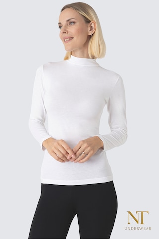 Nt Underwear Kadın Bambu Balıkçı Yaka Uzun Kol Body Hafif, Rahat Ve Şık Beyaz