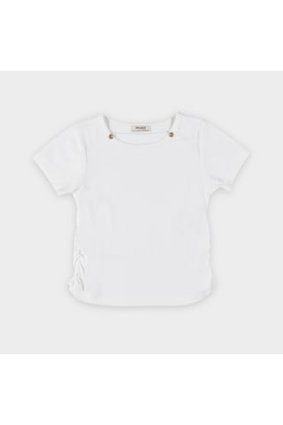 Panço Kız Çocuk Pencere Detaylı T-shirt Beyaz 2411gk05006-4455 001 Panço